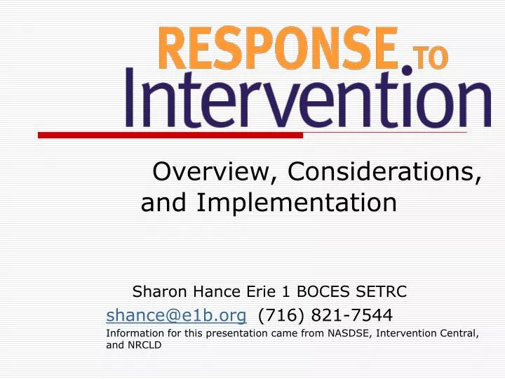 overview considerations and implementation n.