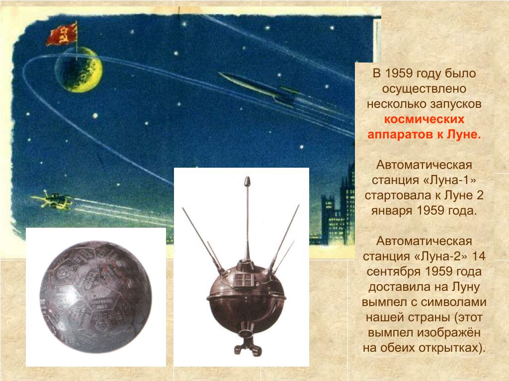 В каком году запусти. 14 Сентября 1959 года станция Луна-2. 2 Января 1959 года стартовала Советская автоматическая станция 