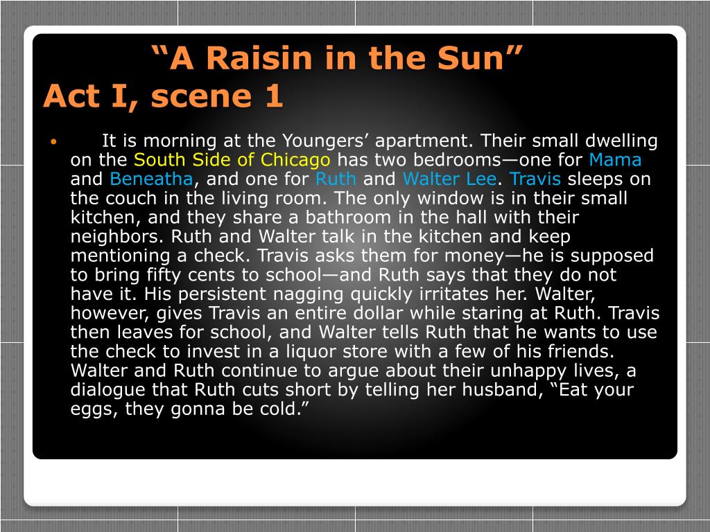 thesis statement for raisin in the sun