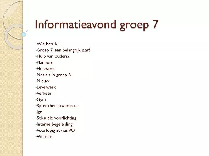 Ongebruikt PPT - Informatieavond groep 7 PowerPoint Presentation, free JK-79