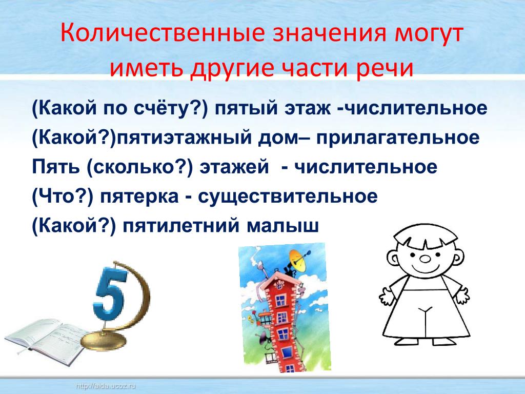 Домашние какое прилагательное. Количественное значение это. Слова с количественным значением. Два этажа какое это числительное. Пятиэтажный какое числительное.