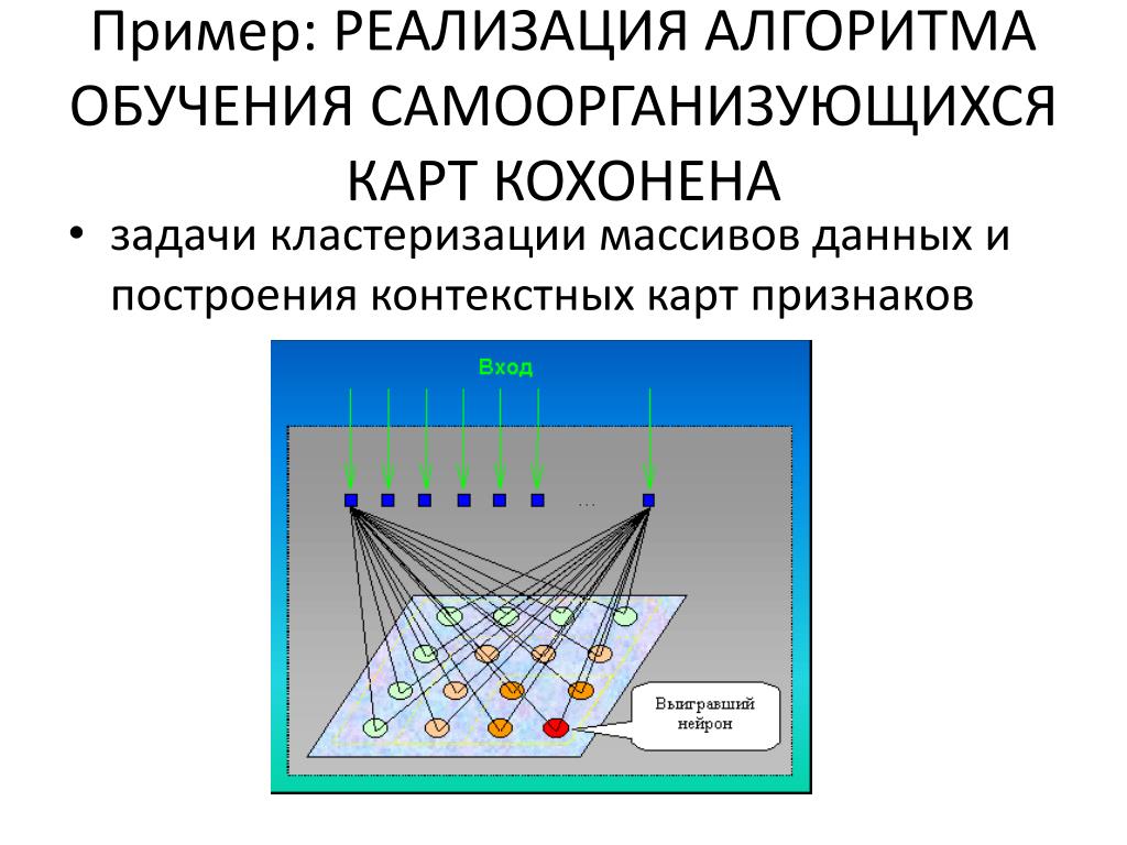 Самоорганизующиеся нейронные сети. Карта Кохонена. Самоорганизующаяся карта Кохонена. Сеть Кохонена. Нейронная сеть Кохонена.