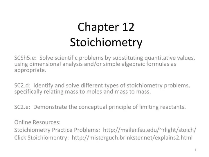 PPT - Chapter 12 Stoichiometry PowerPoint Presentation, Free Download ...