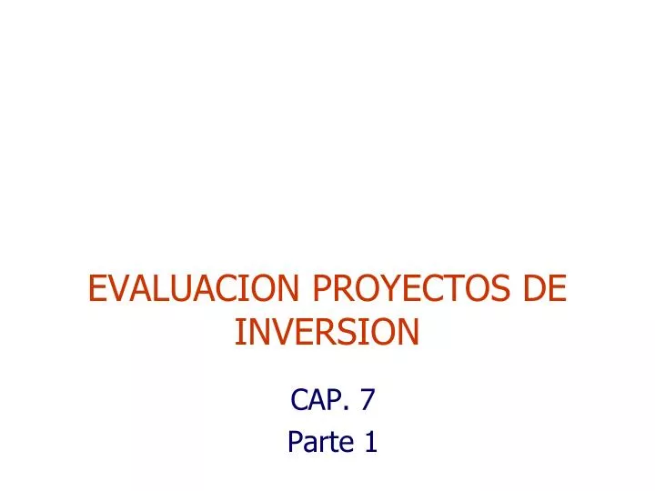 evaluacion proyectos de inversion n.