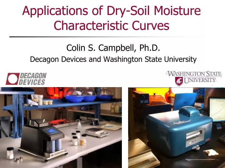 applications of dry soil moisture characteristic curves n.