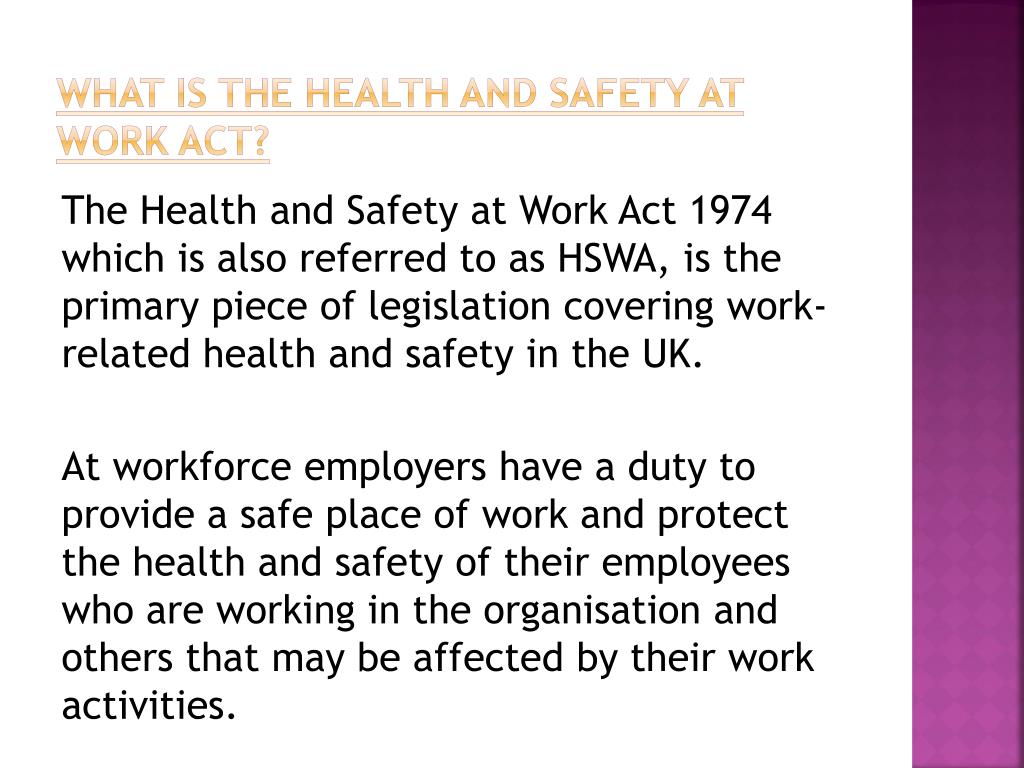 Ppt Health And Safety At Work Act 1974 Powerpoint Presentation Free Download Id6502531 