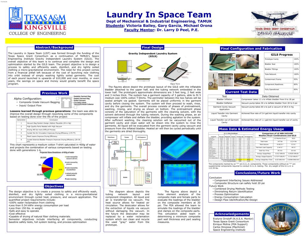 PPT Laundry In Space Team Dept of Mechanical & Industrial Engineering