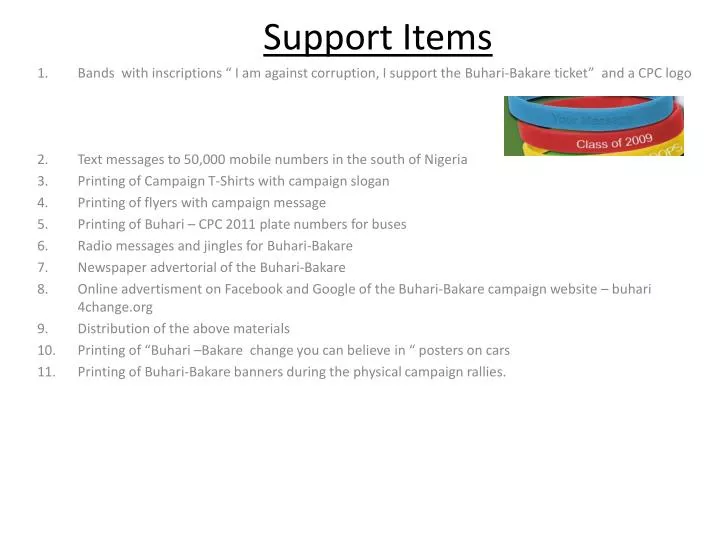 support items n.