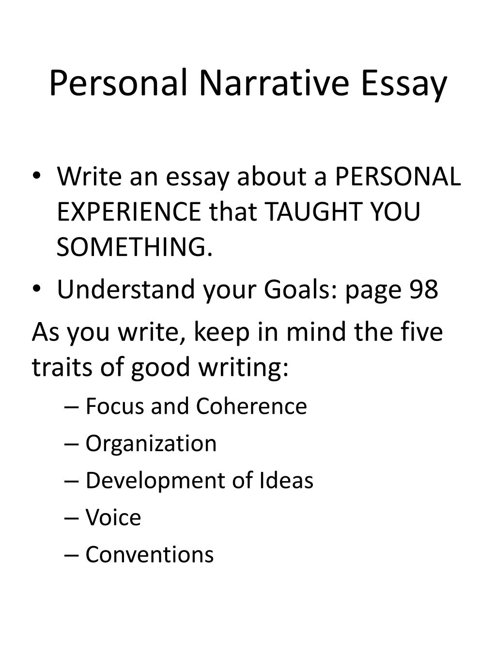 PPT - Personal Narrative Essay PowerPoint Presentation, free