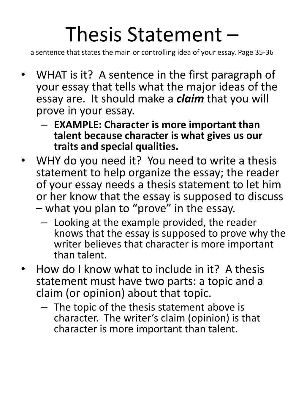 Essay Thesis Examples Essay Thesis Examples