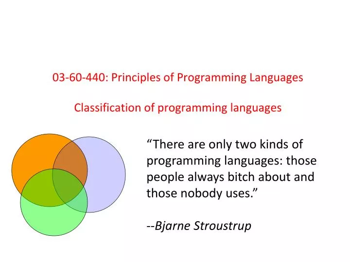 PPT - 03-60-440: Principles of Programming Languages Classification of ...