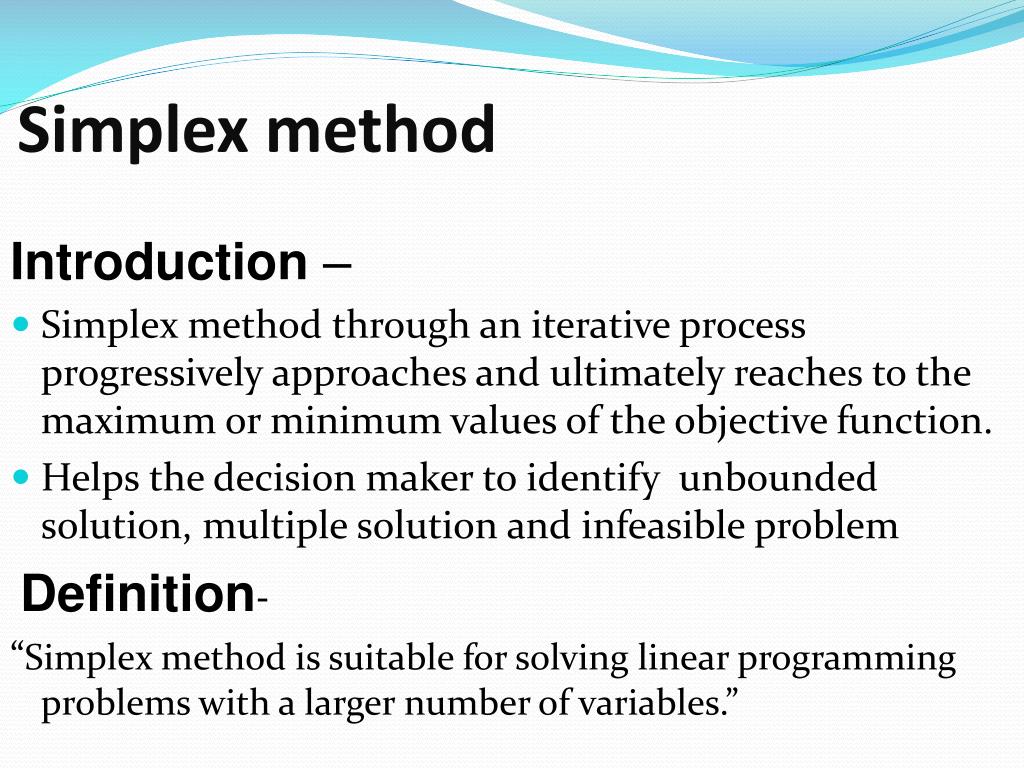 problem solving simplex methods