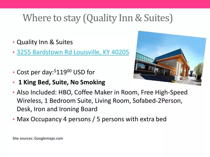 Ppt Where To Stay Quality Inn Suites Powerpoint