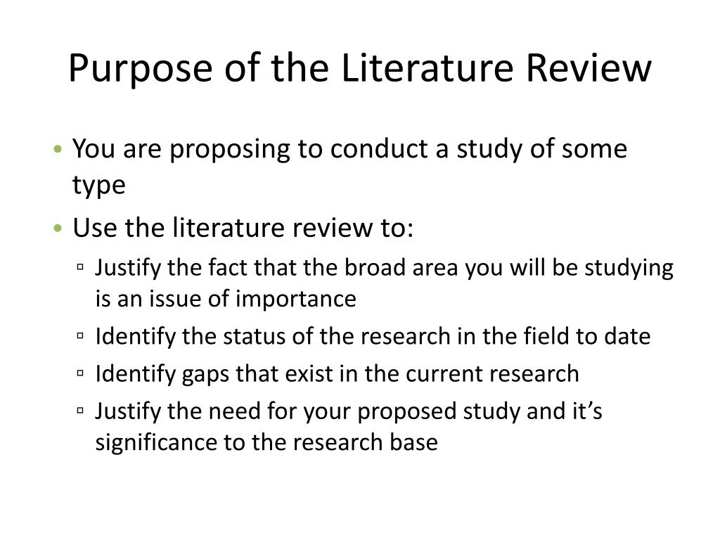 the purpose of a literature review journal
