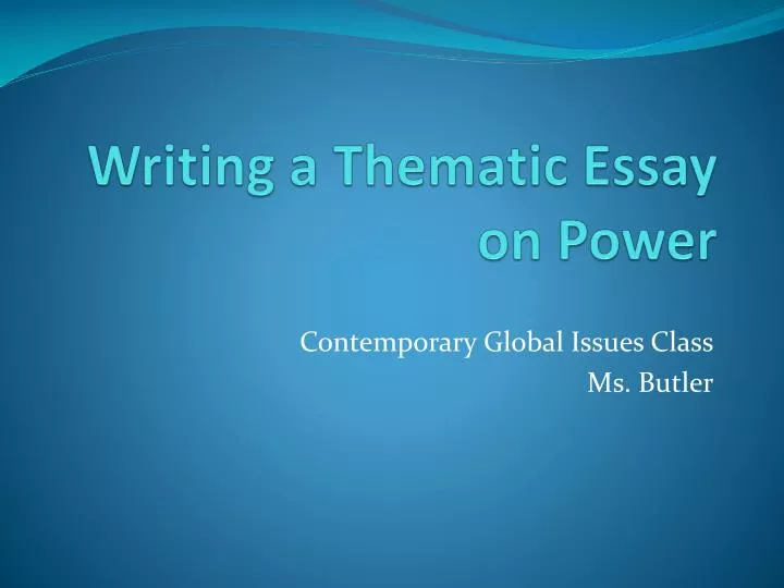 global thematic essay