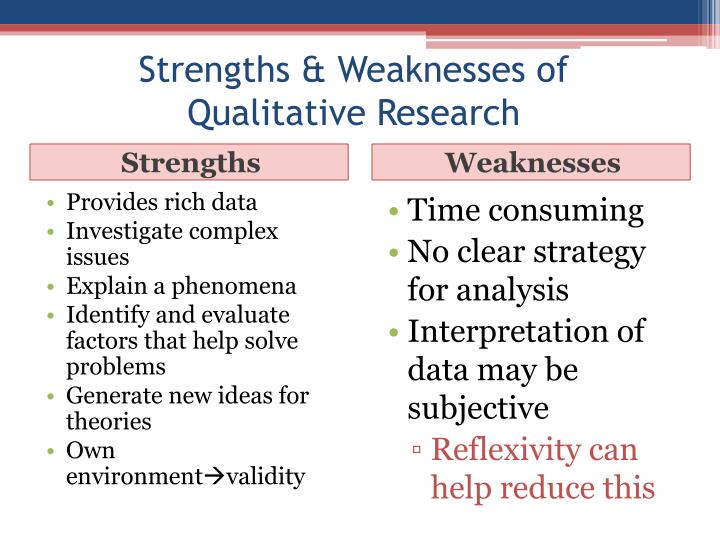 strengths and weaknesses of qualitative research ppt