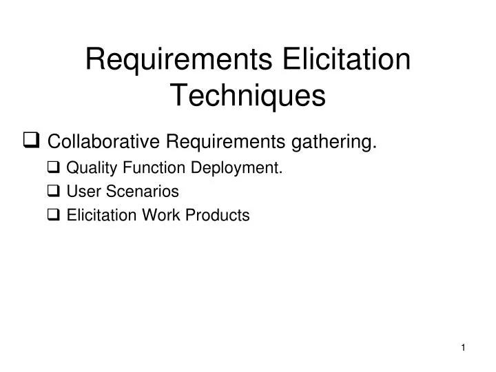 requirements elicitation techniques n.