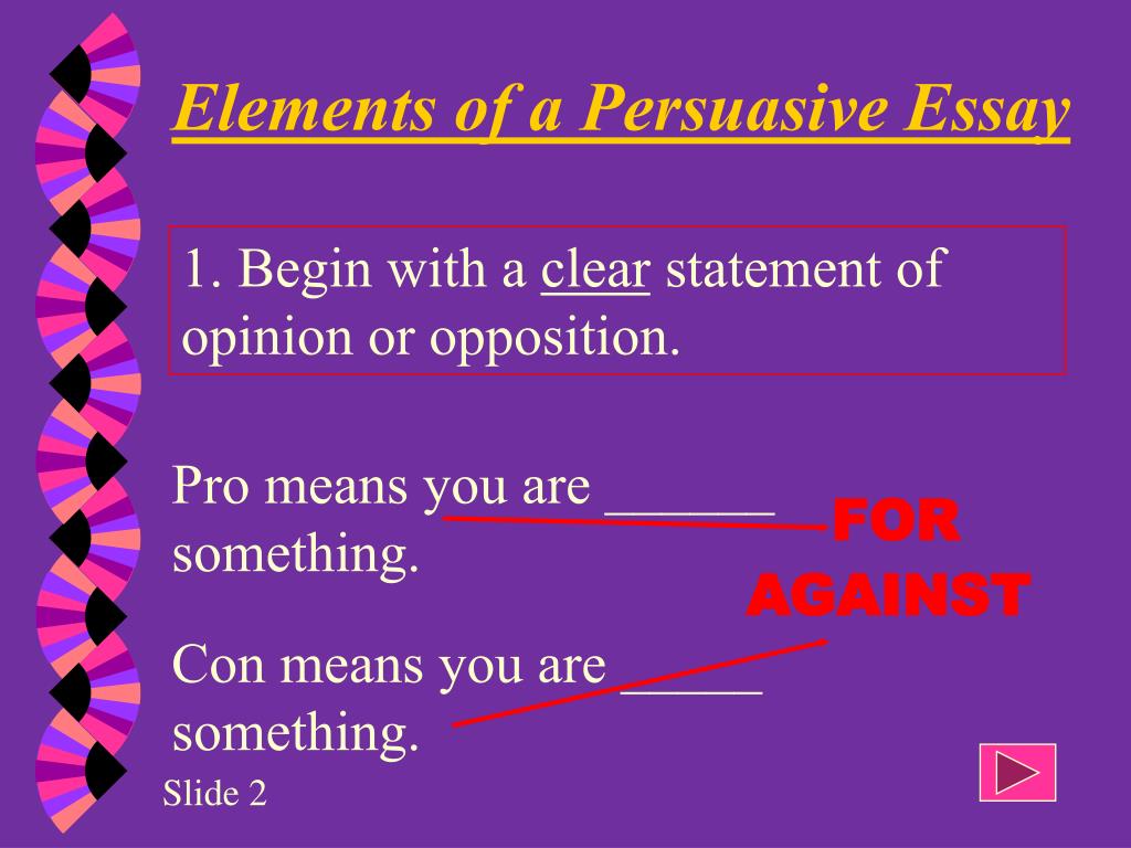 Elements of a persuasive essay