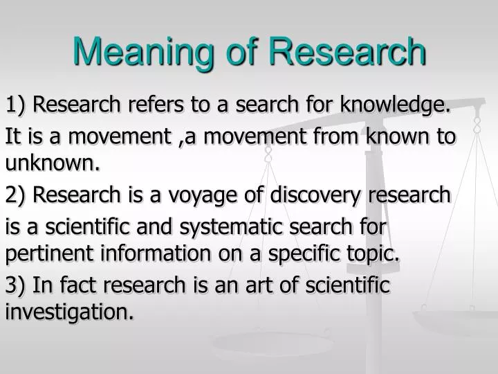 what does research 1 mean