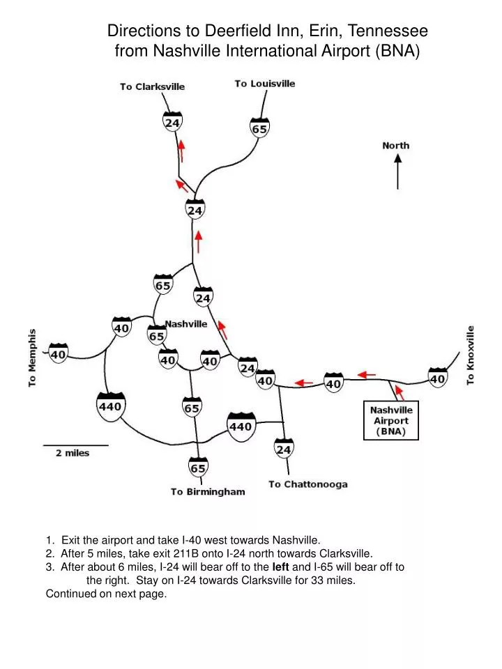 PPT Directions to Deerfield Inn, Erin, Tennessee from Nashville