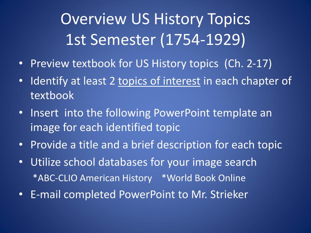 us history topics for presentation