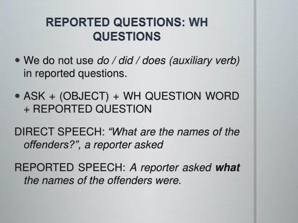 Write reported questions