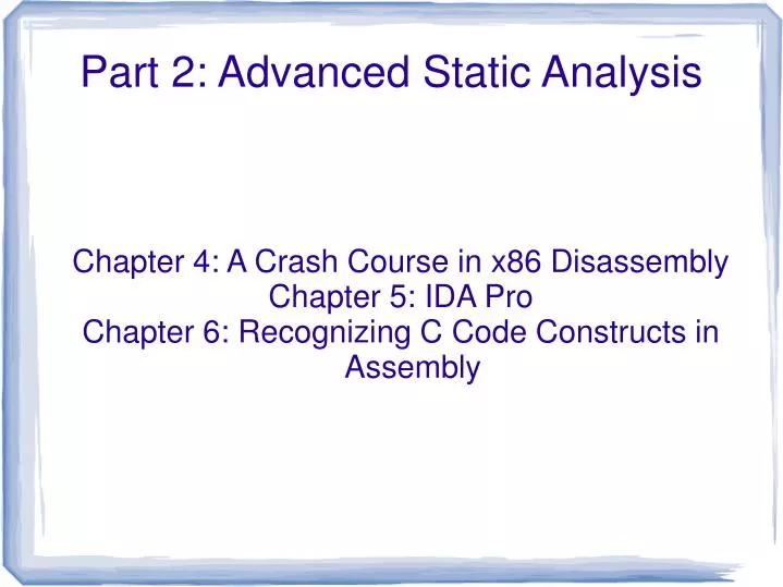 part 2 advanced static analysis n.