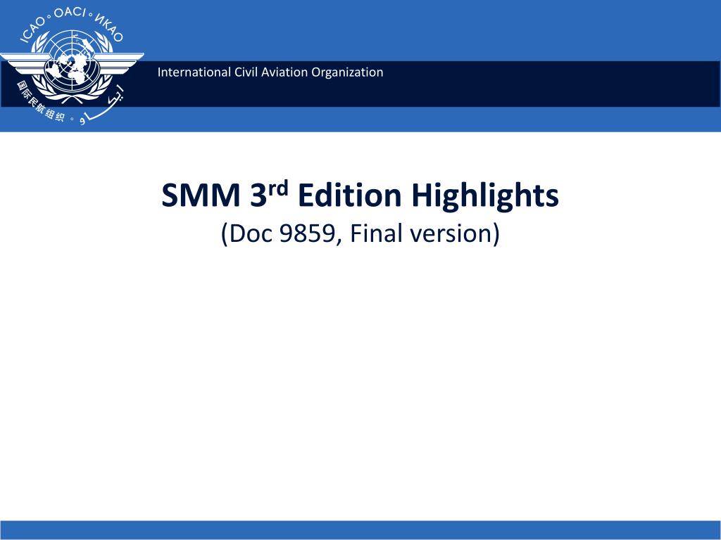 Smm 3. ICAO 9859. Doc 9859 an/474.