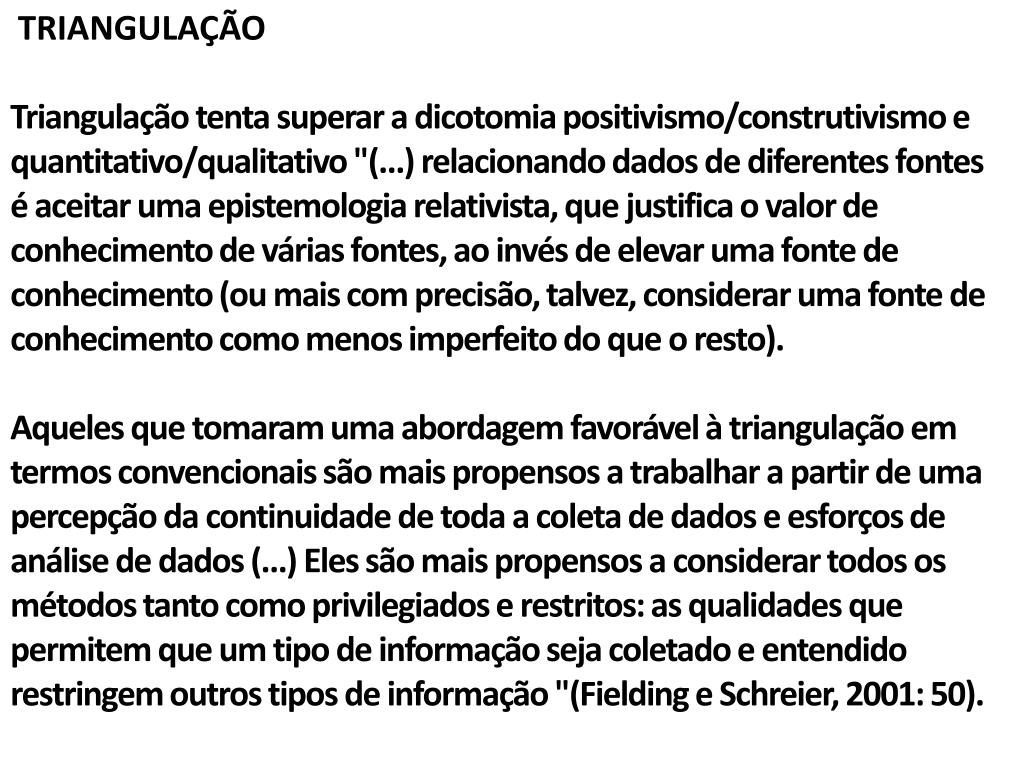 PPT - Técnicas de Análise de Dados Qualitativos Análise do Discurso x  Análise de Conteúdo Triangulação PowerPoint Presentation - ID:6523006