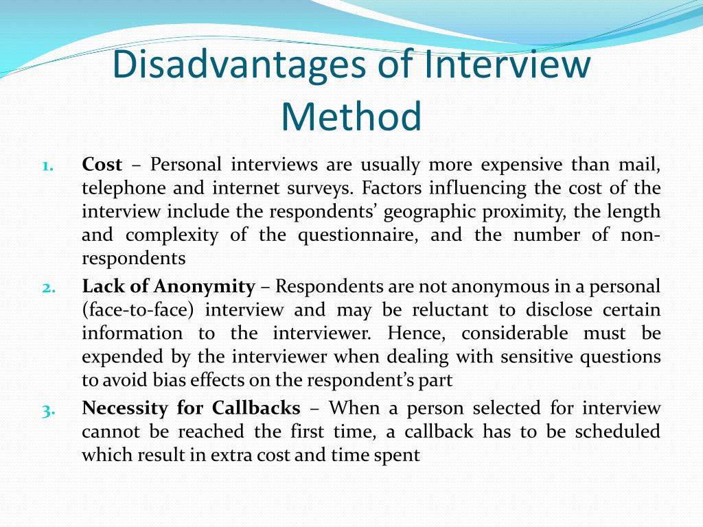 one to one interview research method example