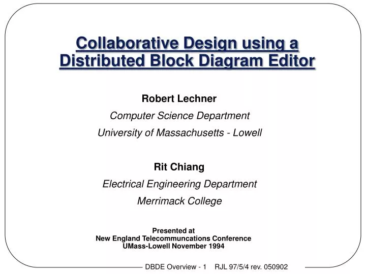 PPT Collaborative Design using a Distributed Block Diagram Editor