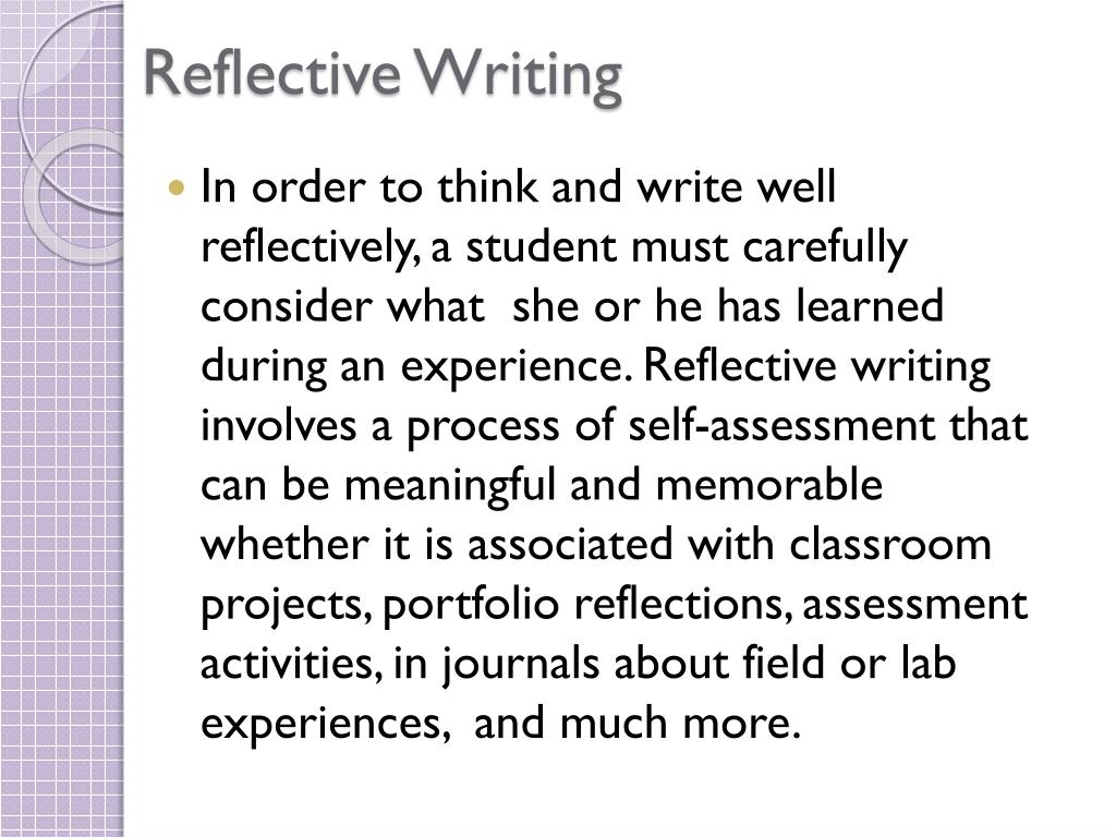 reflective writing learning experience