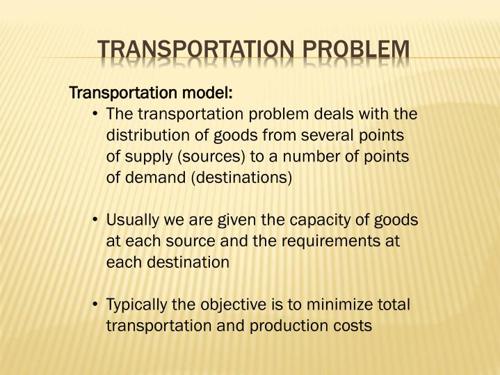 what is transportation problem in operation research