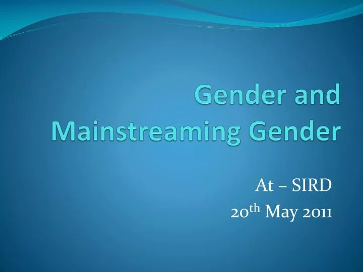 gender and mainstreaming gender n.