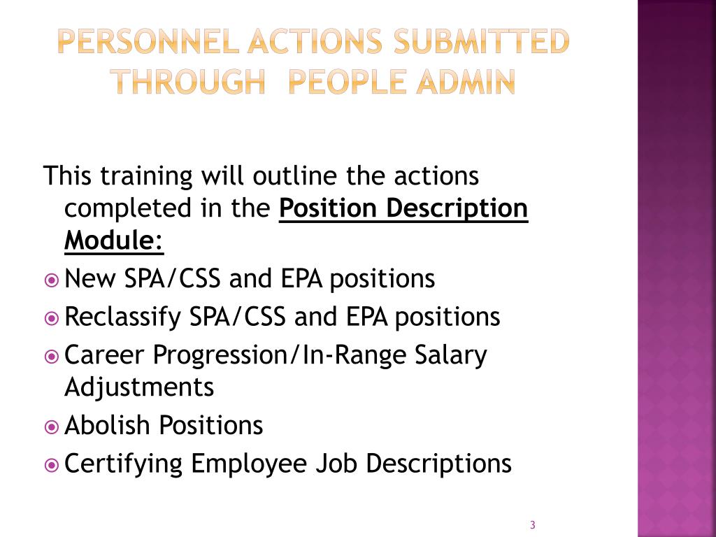 PPT Personnel actions in People Admin PD module PowerPoint