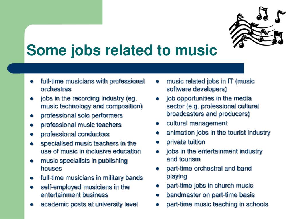 What types of jobs are available in the music industry