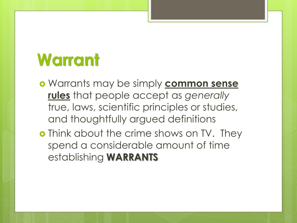what is a warrant in an argumentative essay