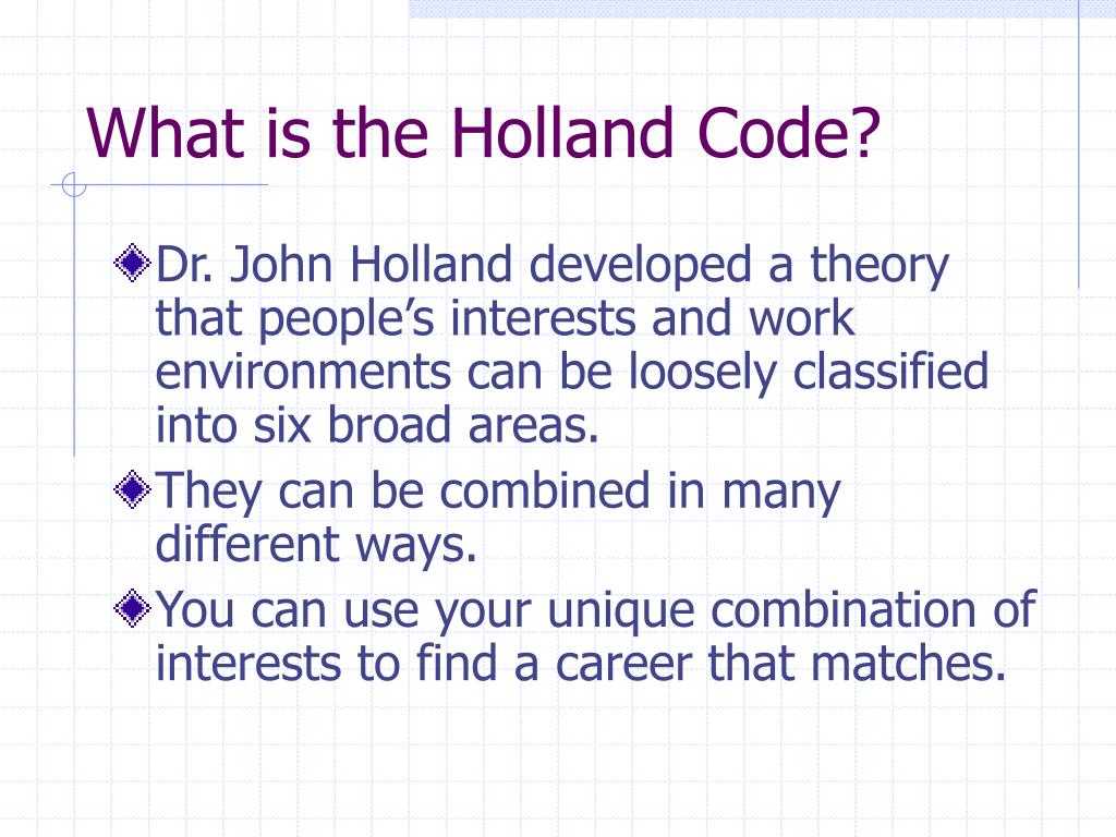 PPT - THE HOLLAND CODE PowerPoint Presentation, free download - ID:6531353