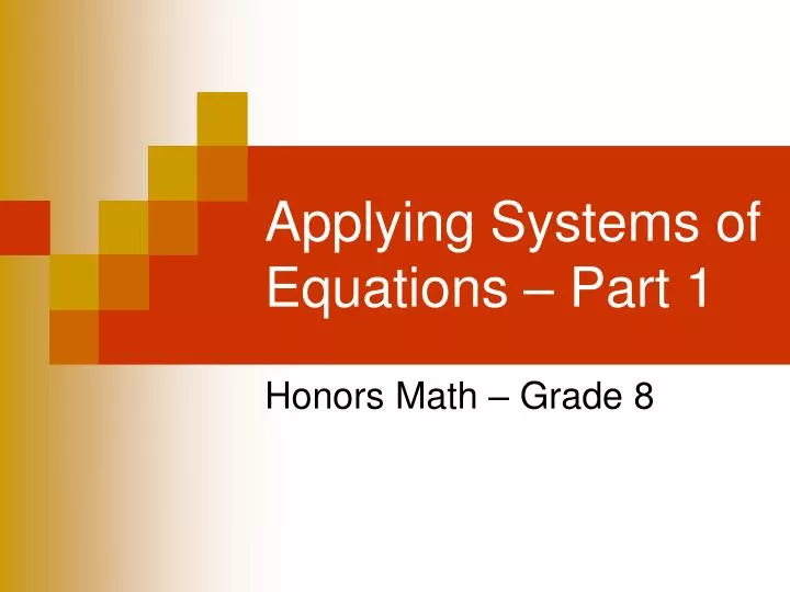 applying systems of equations part 1 n.