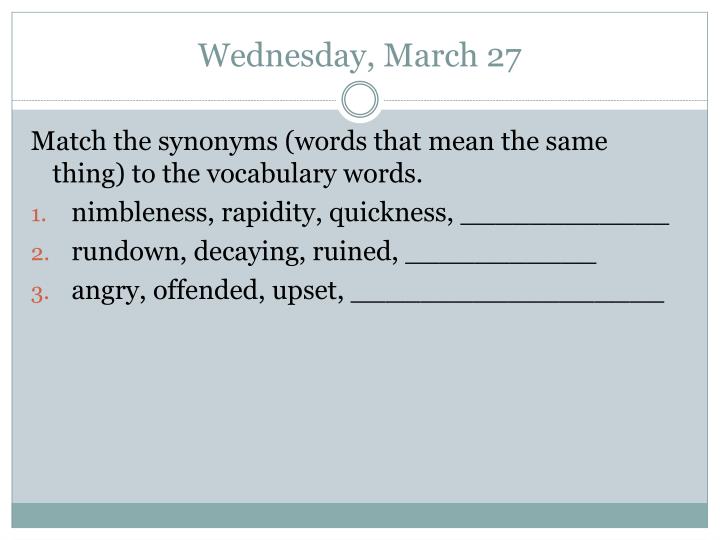 PPT - Bellringers A Wrinkle in Time Vocab. 1 PowerPoint ...