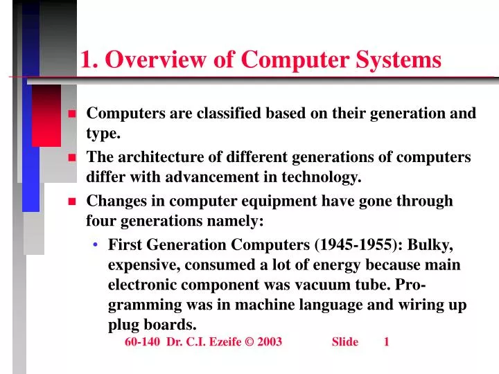 an overview of the architecture and features of computers an overview of the architecture and features of computers