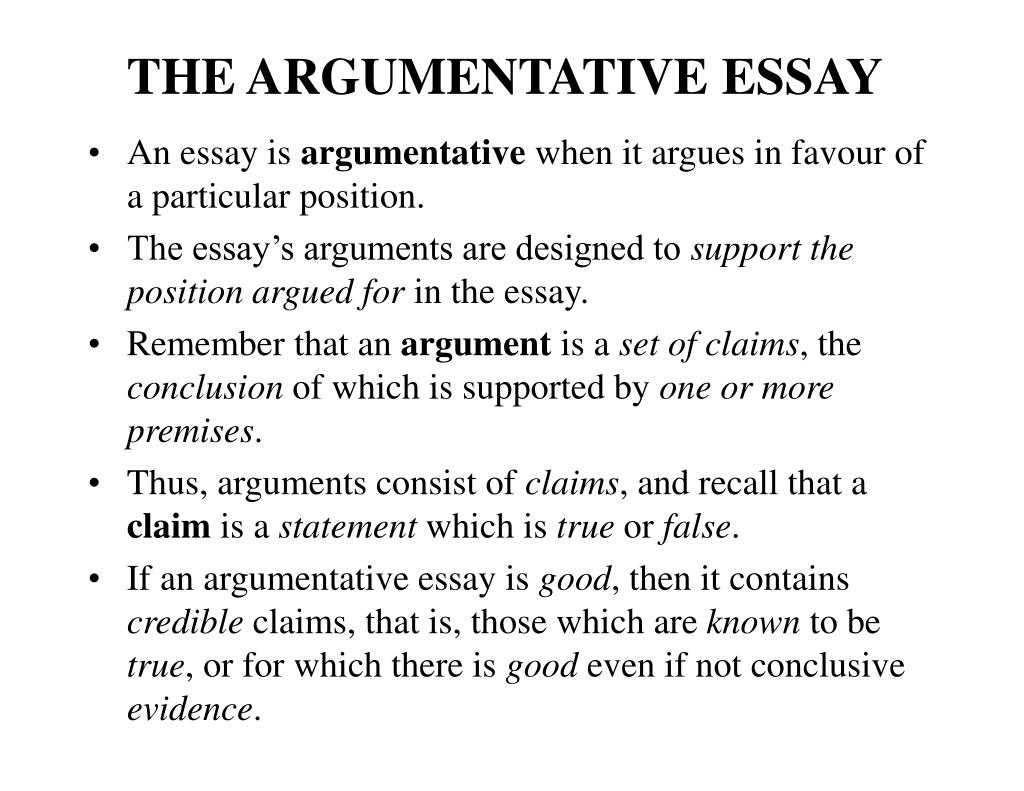 PPT THE ARGUMENTATIVE ESSAY PowerPoint Presentation Free Download 