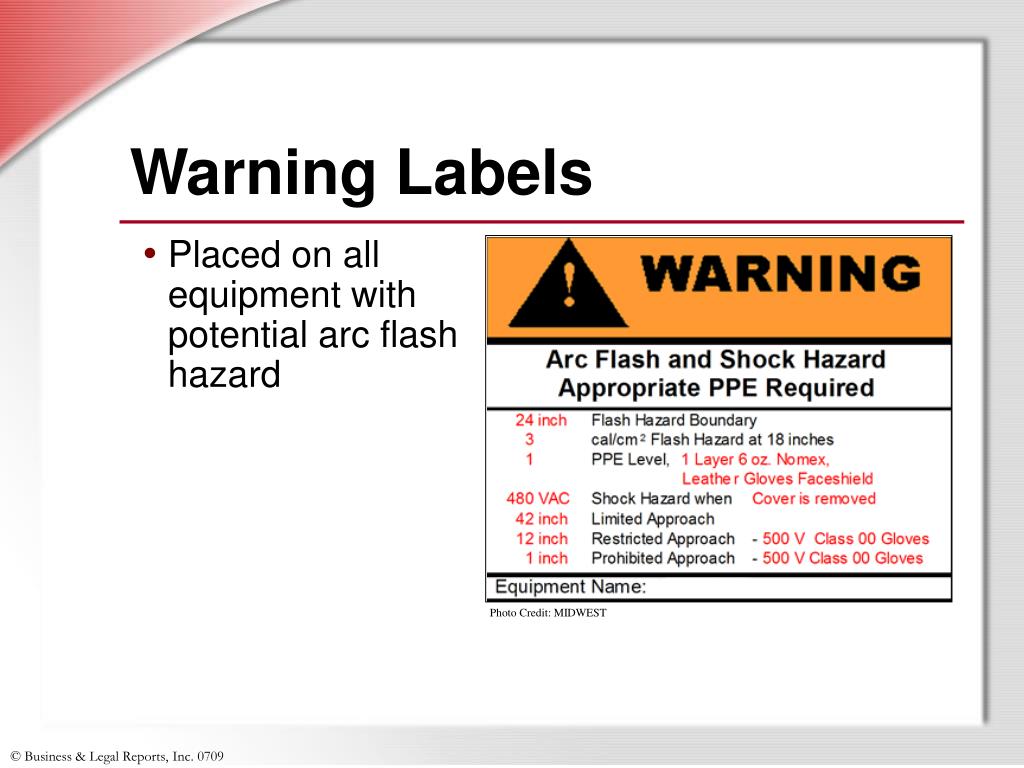 Arc flash safety labels
