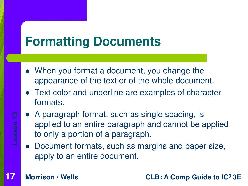 what is meant by formatting the presentation