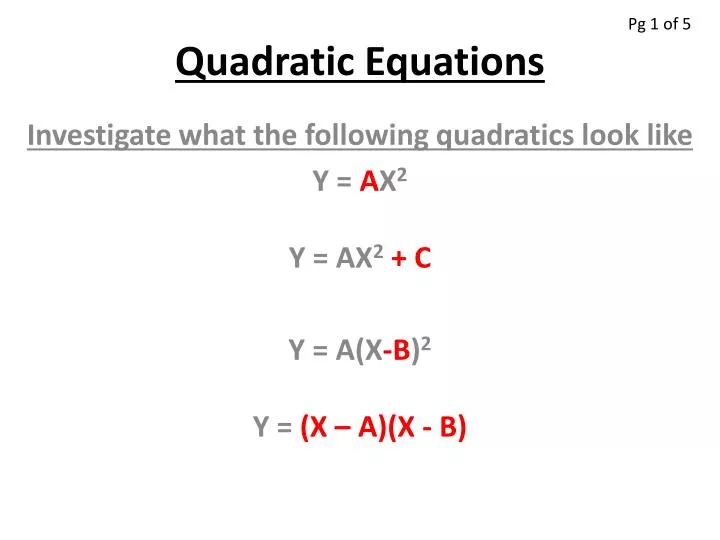 Ppt Quadratic Equations Powerpoint Presentation Free Download