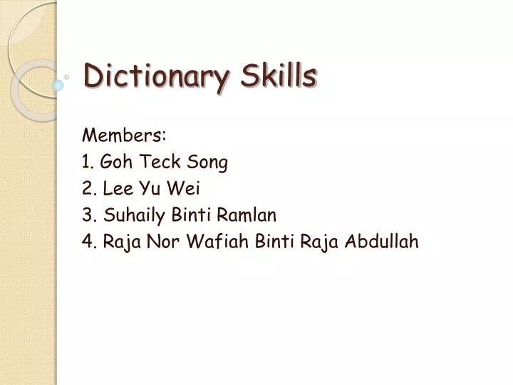 dictionary skills n.