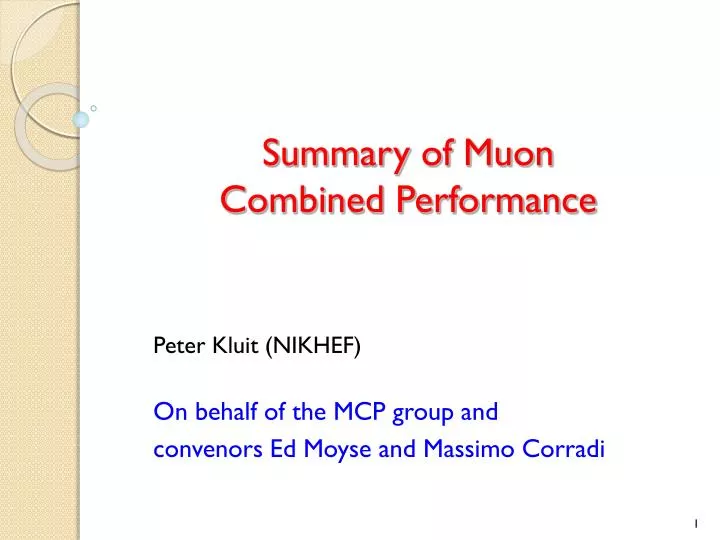 summary of muon combined performance n.
