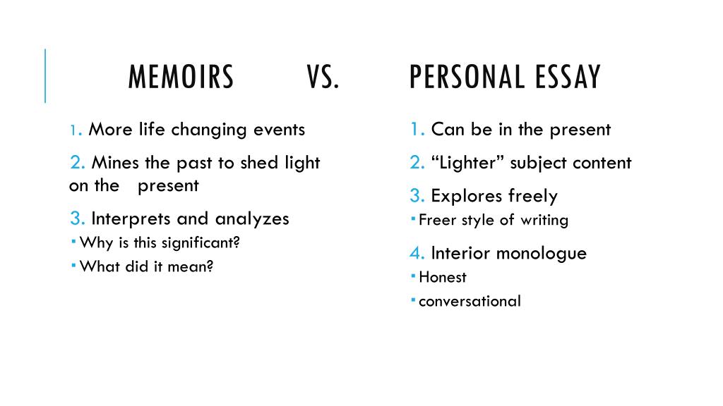 personal narrative vs reflective essay