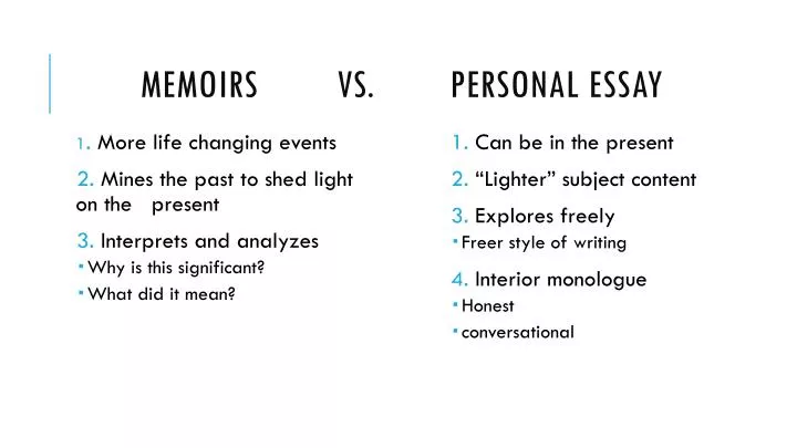 characteristics of personal essay personal narrative ppt grade 3
