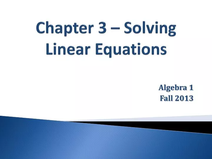 chapter 3 solving linear equations n.